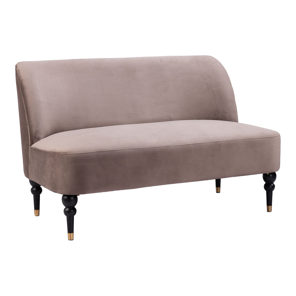 Love Seat para Consultorio 2 Plazas - ZUO BINTULU - Taupe - Asiento y Respaldo Tapizados en Tela Tipo Terciopelo