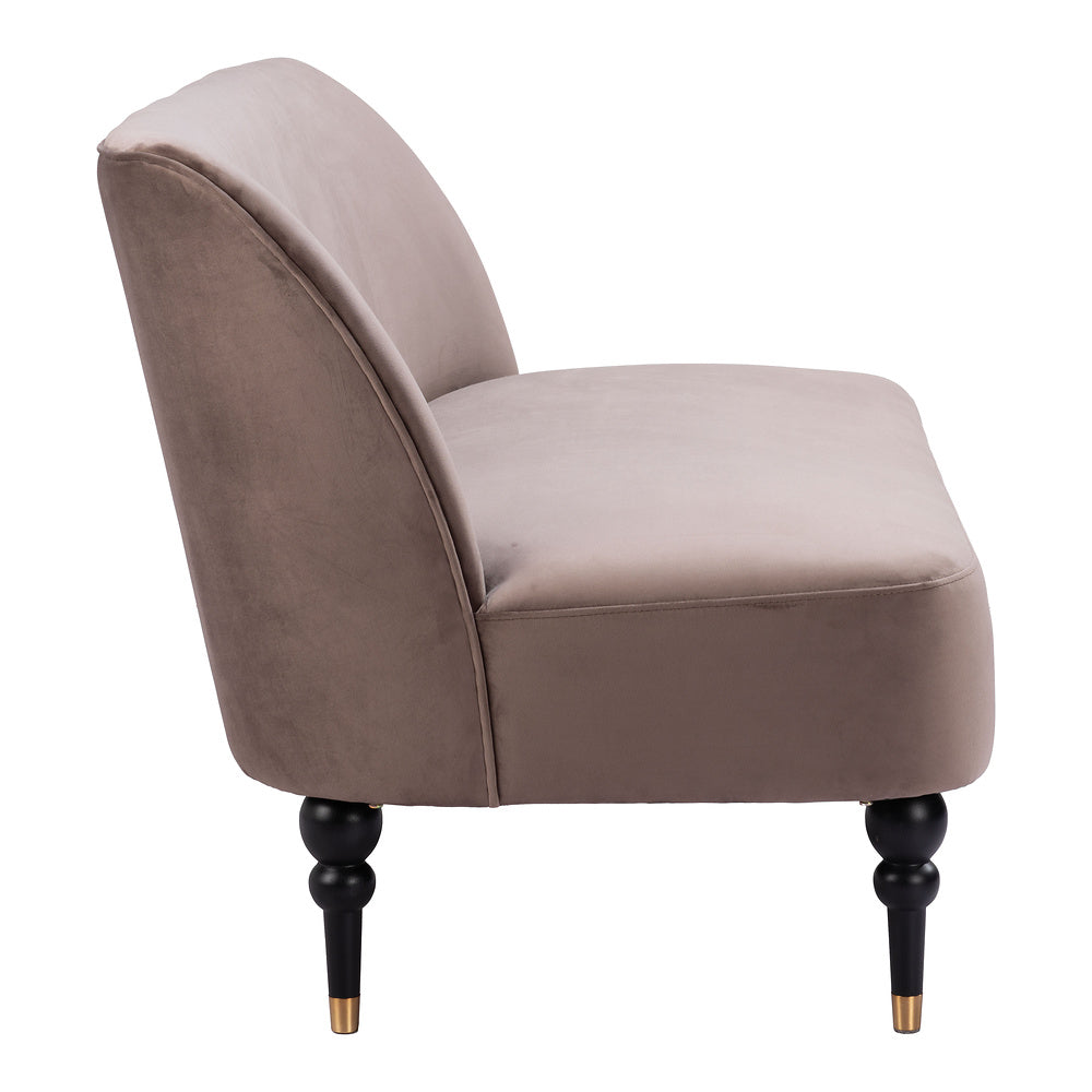 Love Seat para Consultorio 2 Plazas - ZUO BINTULU - Taupe - Asiento y Respaldo Tapizados en Tela Tipo Terciopelo