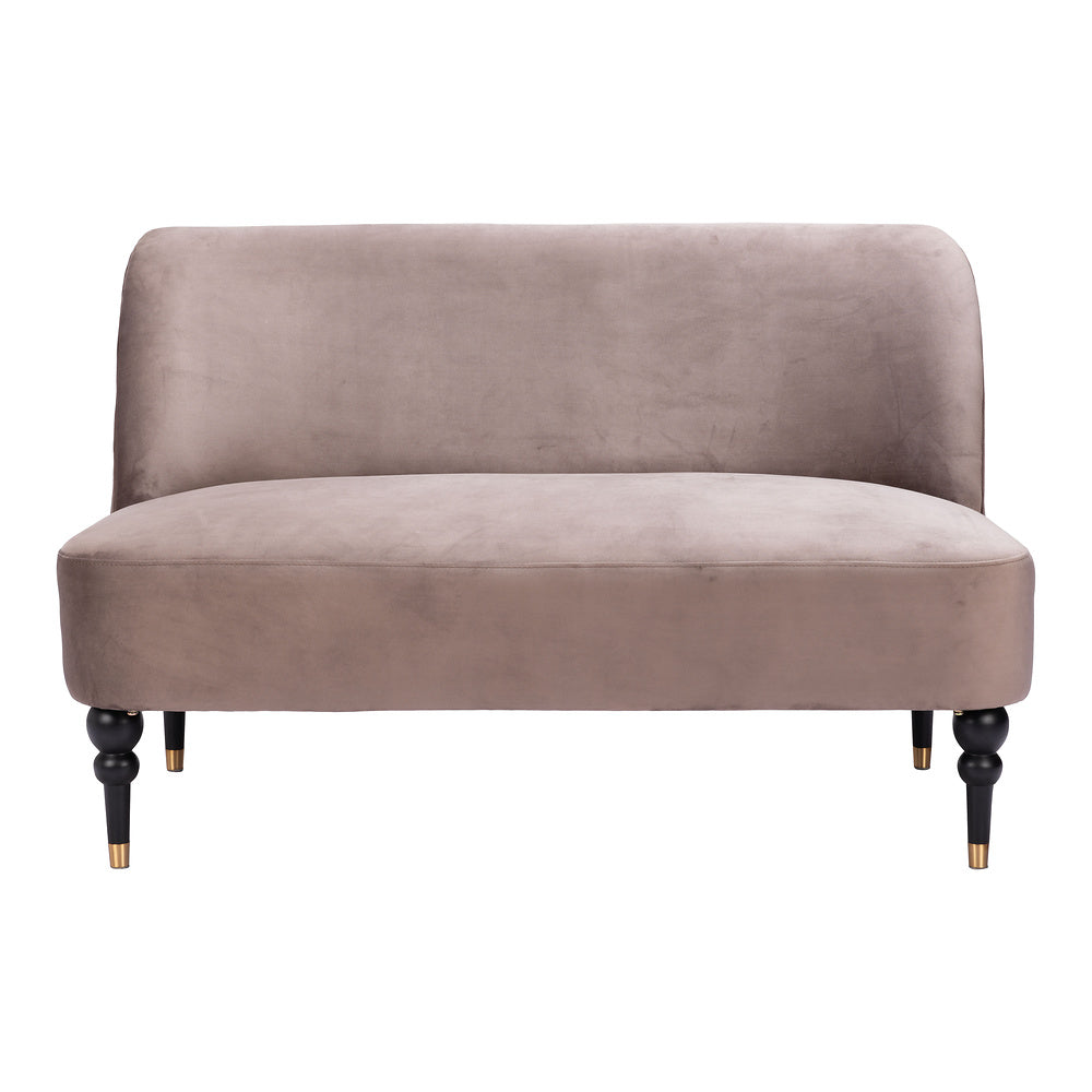 Love Seat para Consultorio 2 Plazas - ZUO BINTULU - Taupe - Asiento y Respaldo Tapizados en Tela Tipo Terciopelo