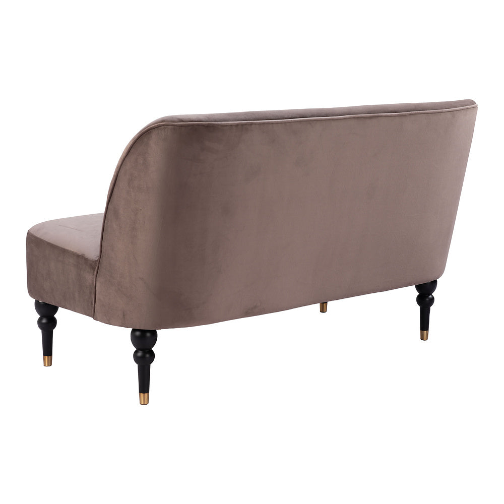Love Seat para Consultorio 2 Plazas - ZUO BINTULU - Taupe - Asiento y Respaldo Tapizados en Tela Tipo Terciopelo