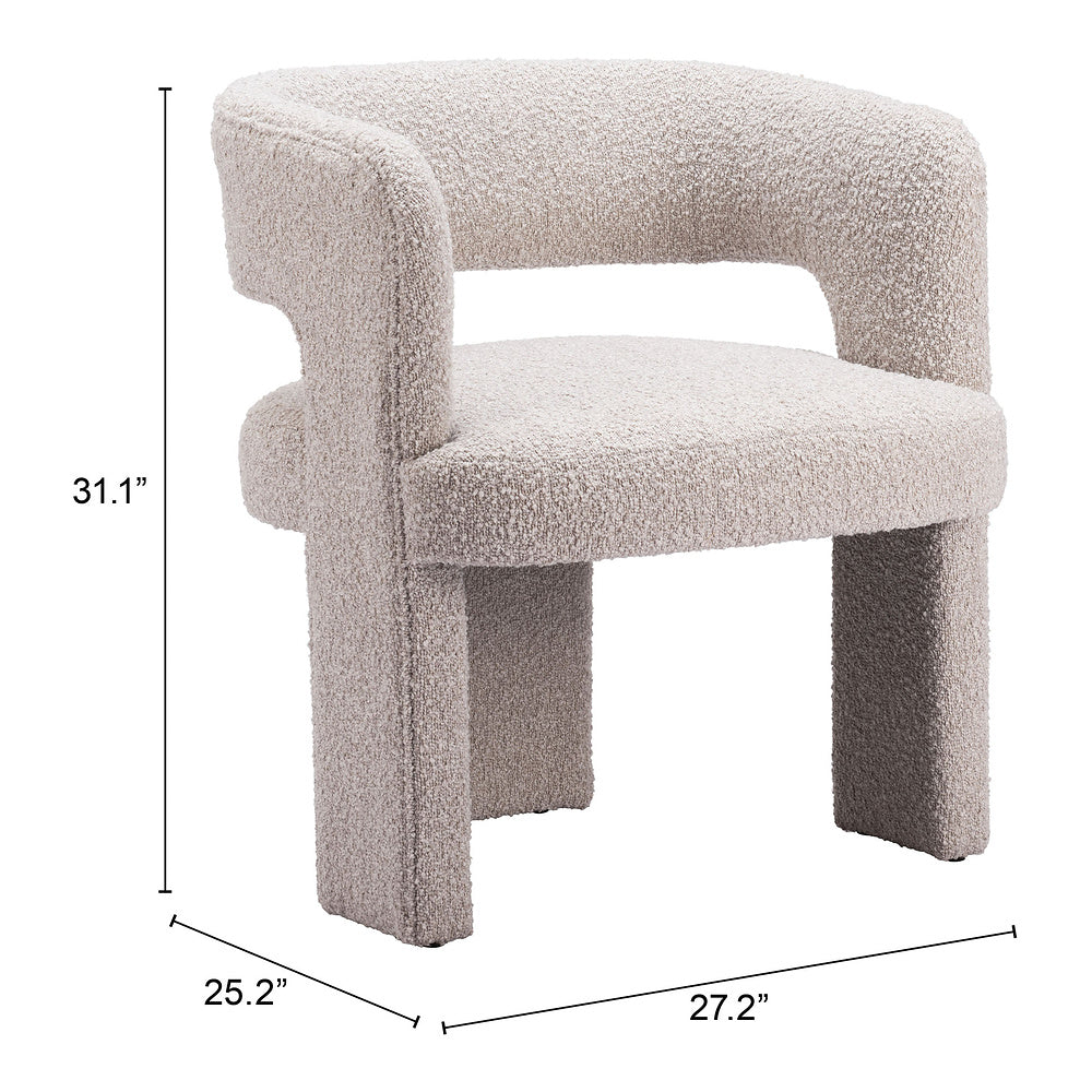 Sillón Ocasional para Lounge - ZUO JAVA - Beige Arena - Asiento y Respaldo Tapizados en Tela Tipo Borrego