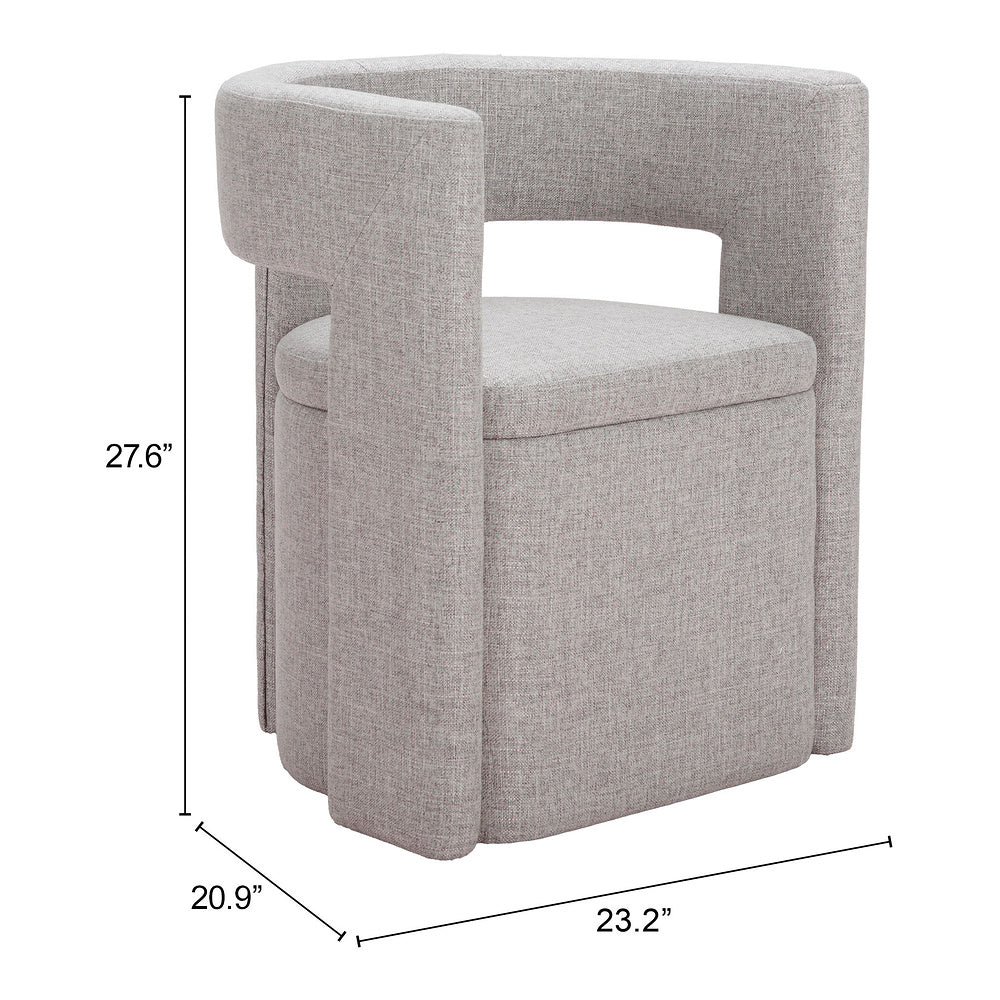Silla Comercial para Cafetería - ZUO PAPUA - Gris - Asiento y Estructura en Tela de Alto Desempeño 100% Poliéster