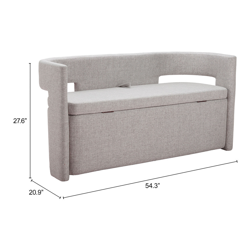 Banca para Sala de Espera 2 Plazas - ZUO PAPUA - Gris - Asiento y Estructura en Tela de Alto Desempeño 100% Poliéster