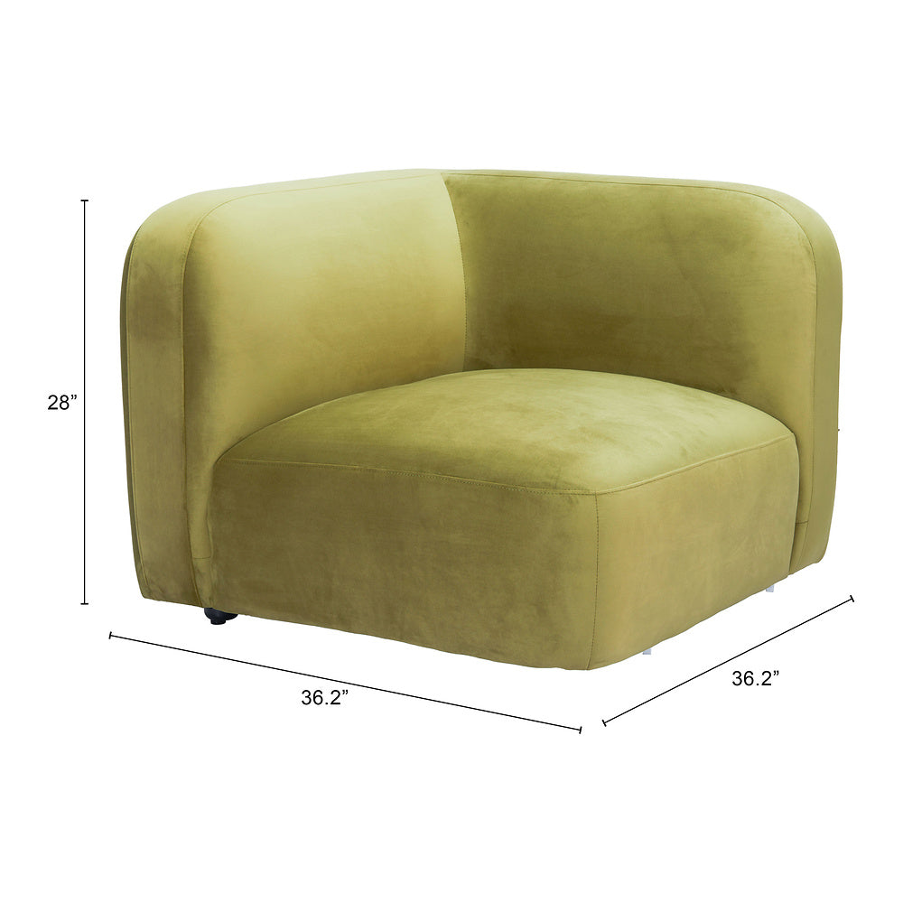 Silla Comercial para Food Court - ZUO BIAK CORNER - Verde - Asiento y Respaldo Tapizados en Tela Tipo Terciopelo
