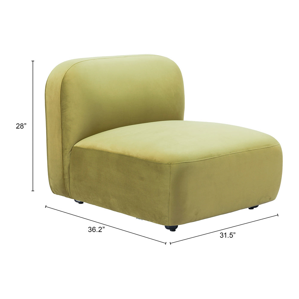 Silla Comercial para Food Court - ZUO BIAK MIDDLE - Verde - Asiento y Respaldo Tapizados en Tela Tipo Terciopelo