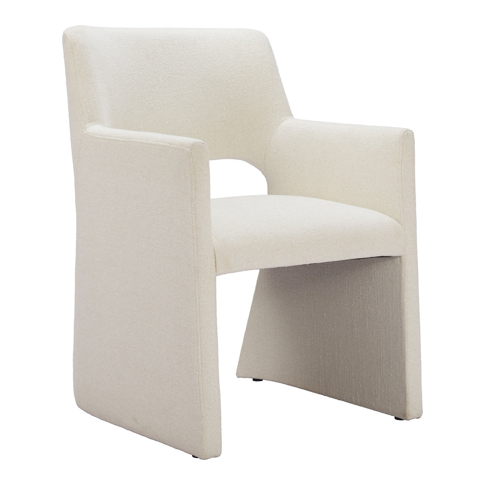 Silla Comercial para Hotel - ZUO MINET - Blanco Lino - Asiento y Respaldo Tapizados en Lino Sintético