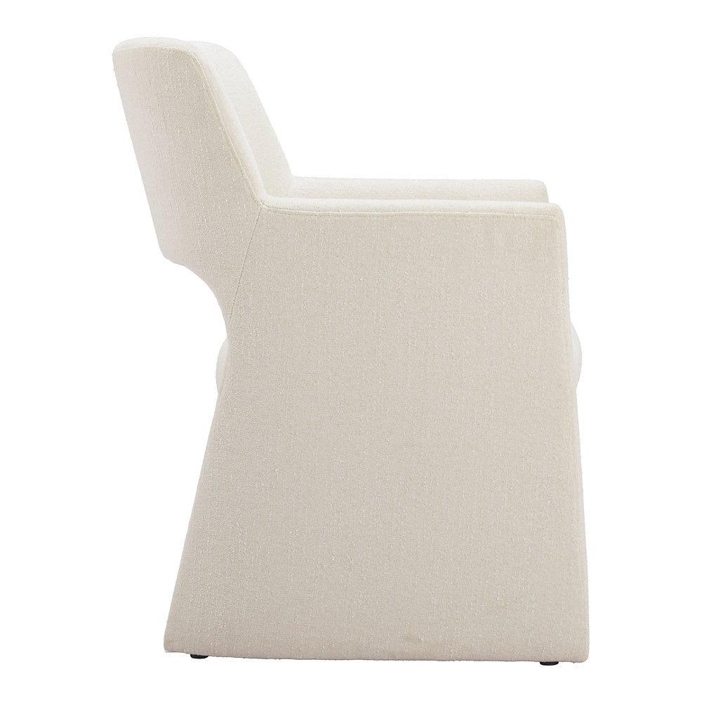 Silla Comercial para Hotel - ZUO MINET - Blanco Lino - Asiento y Respaldo Tapizados en Lino Sintético