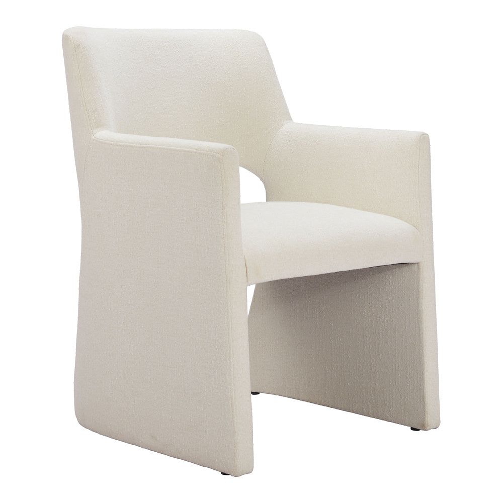 Silla Comercial para Hotel - ZUO MINET - Blanco Lino - Asiento y Respaldo Tapizados en Lino Sintético