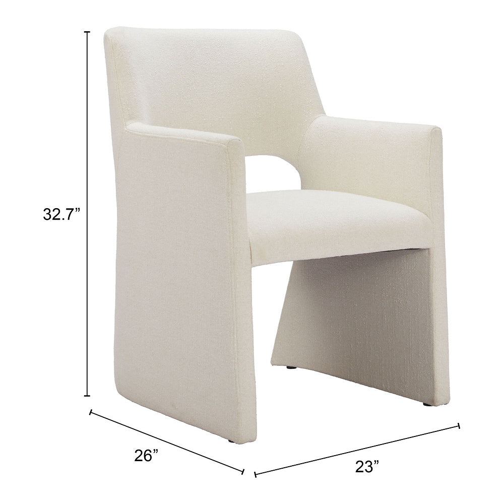 Silla Comercial para Hotel - ZUO MINET - Blanco Lino - Asiento y Respaldo Tapizados en Lino Sintético