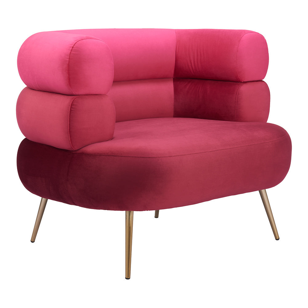 Sillón Ocasional para Consultorio - ZUO ARISH - Rojo - Asiento y Respaldo Tapizados en Tela Tipo Terciopelo