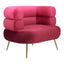 Sillón Ocasional para Consultorio - ZUO ARISH - Rojo - Asiento y Respaldo Tapizados en Tela Tipo Terciopelo