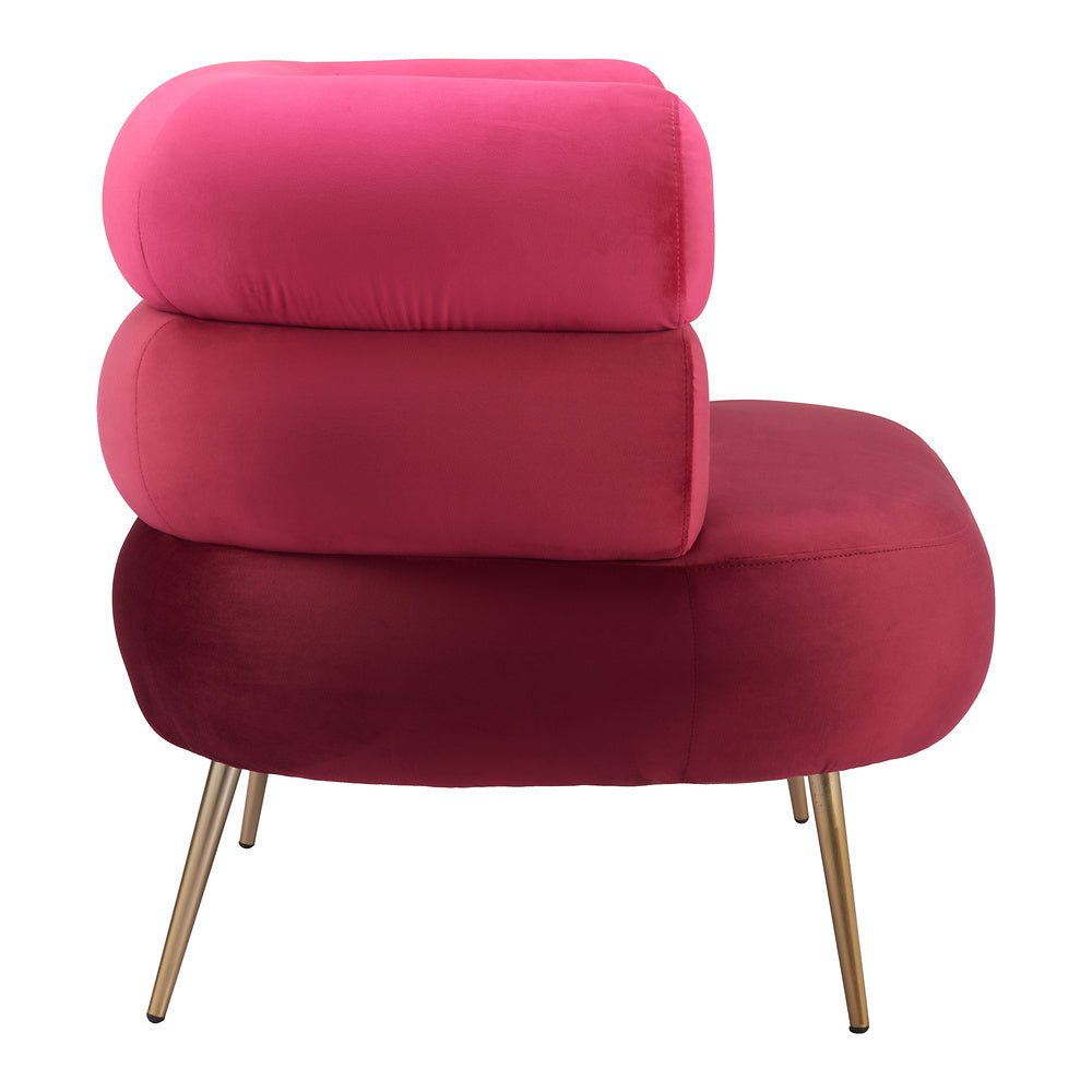 Sillón Ocasional para Consultorio - ZUO ARISH - Rojo - Asiento y Respaldo Tapizados en Tela Tipo Terciopelo