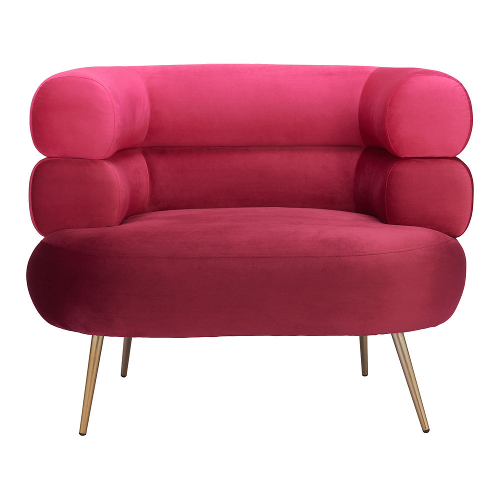 Sillón Ocasional para Consultorio - ZUO ARISH - Rojo - Asiento y Respaldo Tapizados en Tela Tipo Terciopelo