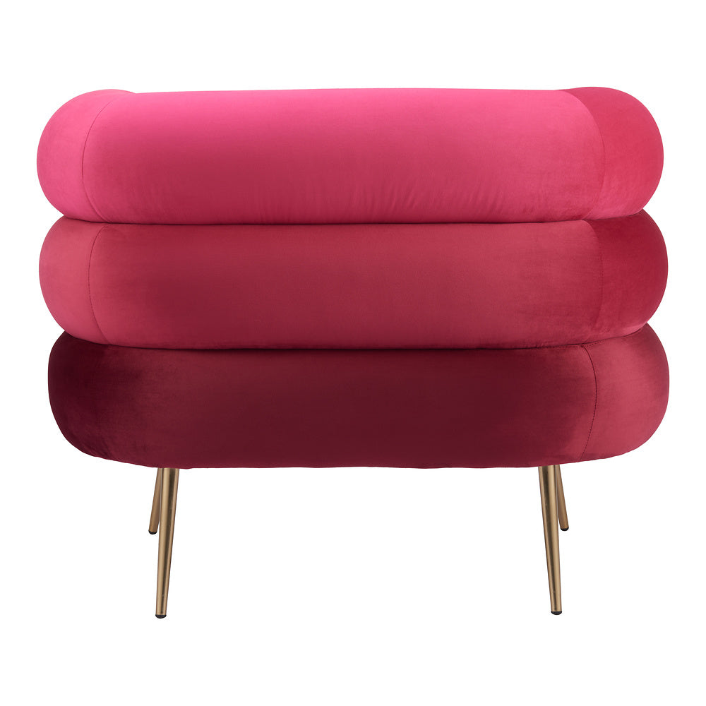 Sillón Ocasional para Consultorio - ZUO ARISH - Rojo - Asiento y Respaldo Tapizados en Tela Tipo Terciopelo