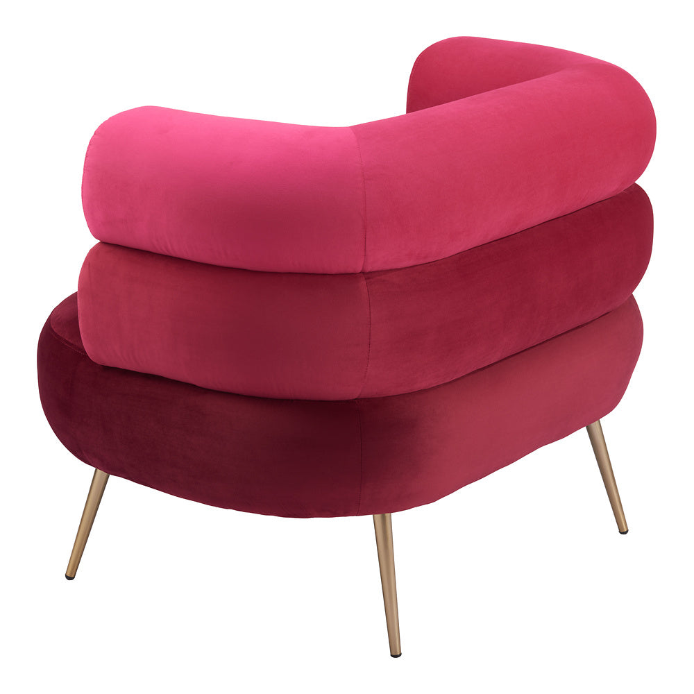 Sillón Ocasional para Consultorio - ZUO ARISH - Rojo - Asiento y Respaldo Tapizados en Tela Tipo Terciopelo