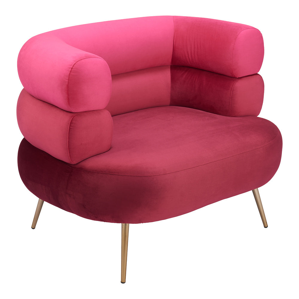 Sillón Ocasional para Consultorio - ZUO ARISH - Rojo - Asiento y Respaldo Tapizados en Tela Tipo Terciopelo