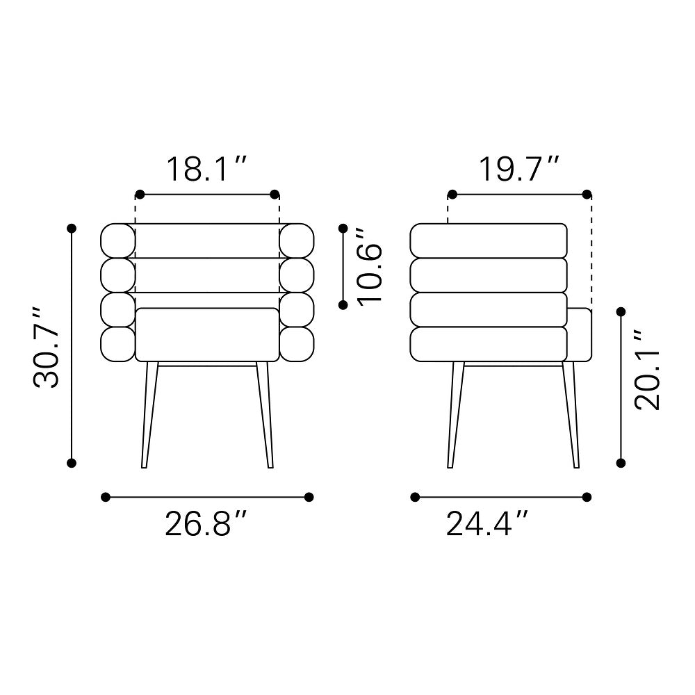 Silla Comercial para Food Court - ZUO GRENA - Gris Neblina - Asiento y Respaldo Tapizados en Tejido Texturizado