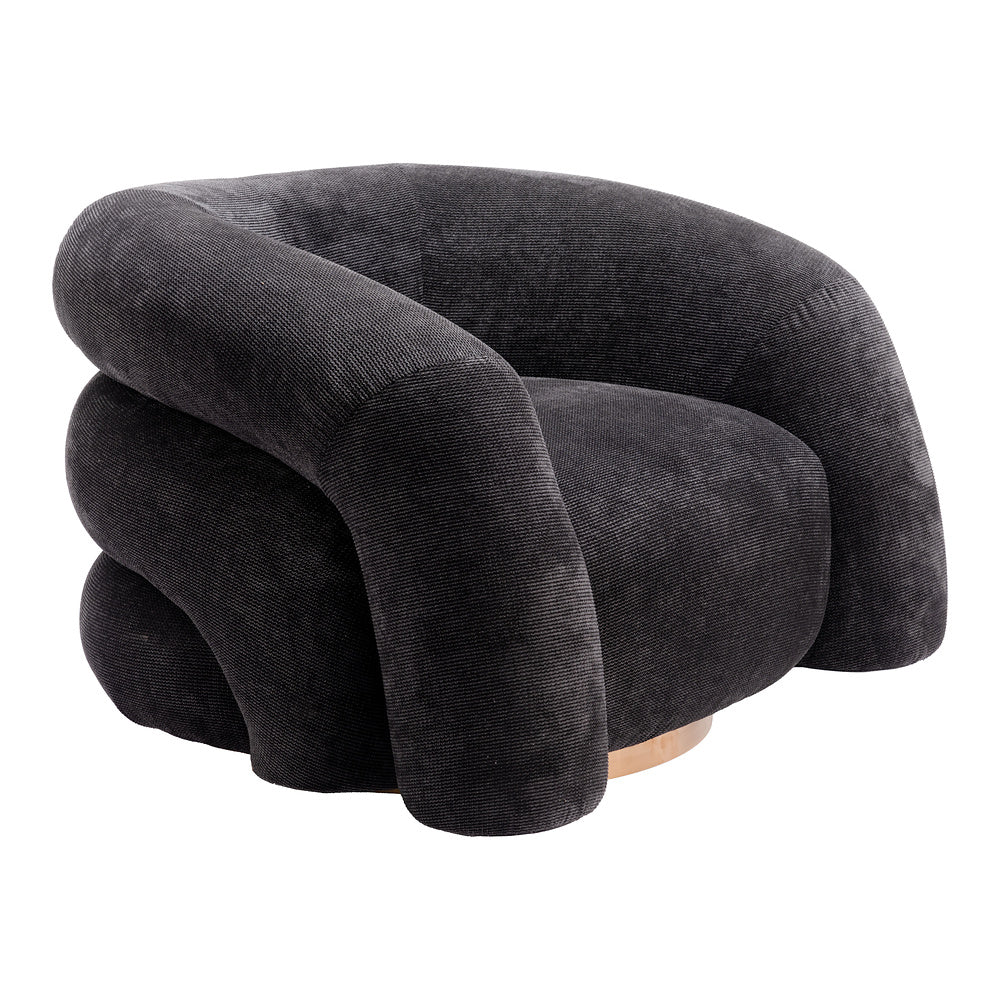 Sillón Ocasional para Lobby de Hotel - ZUO HAVN - Negro - Asiento y Respaldo Tapizados en Tejido Texturizado