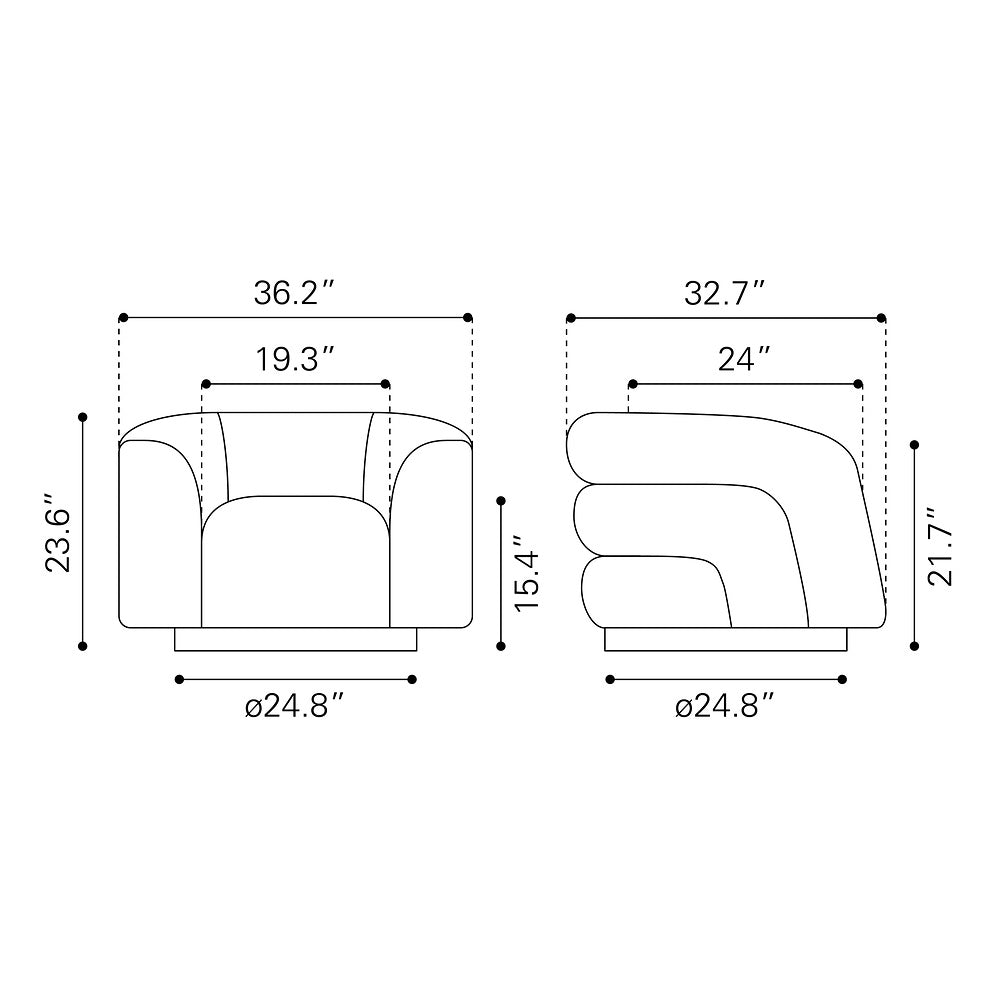 Sillón Ocasional para Lobby de Hotel - ZUO HAVN - Negro - Asiento y Respaldo Tapizados en Tejido Texturizado