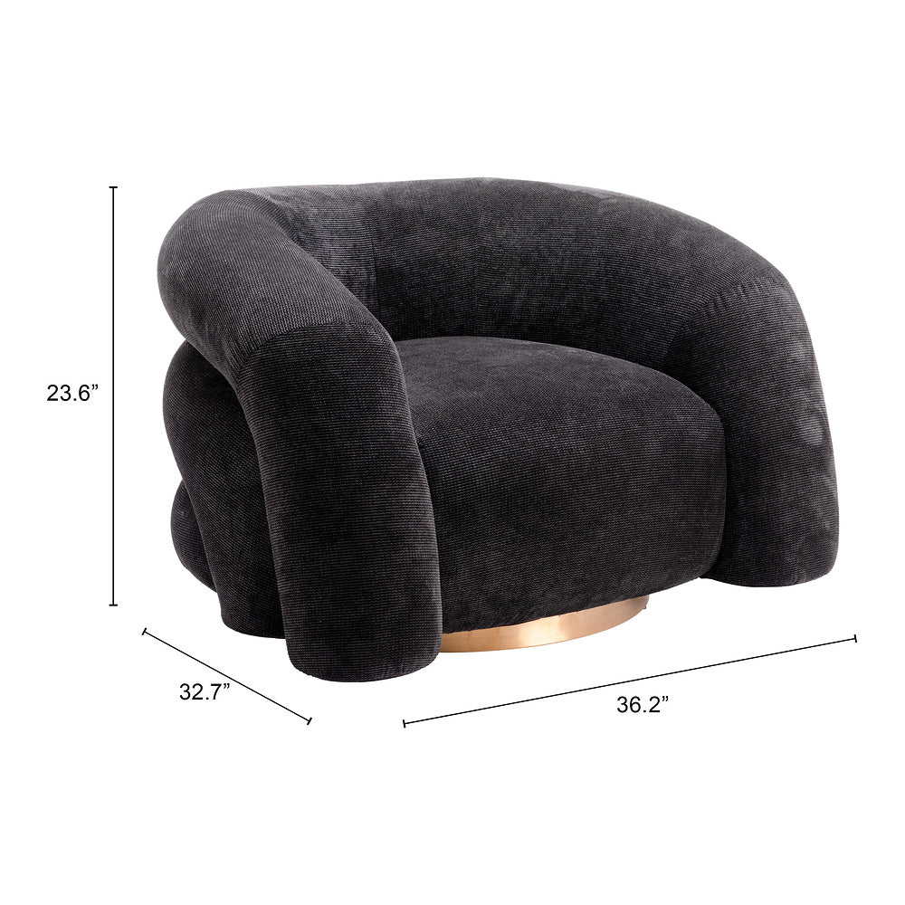 Sillón Ocasional para Lobby de Hotel - ZUO HAVN - Negro - Asiento y Respaldo Tapizados en Tejido Texturizado