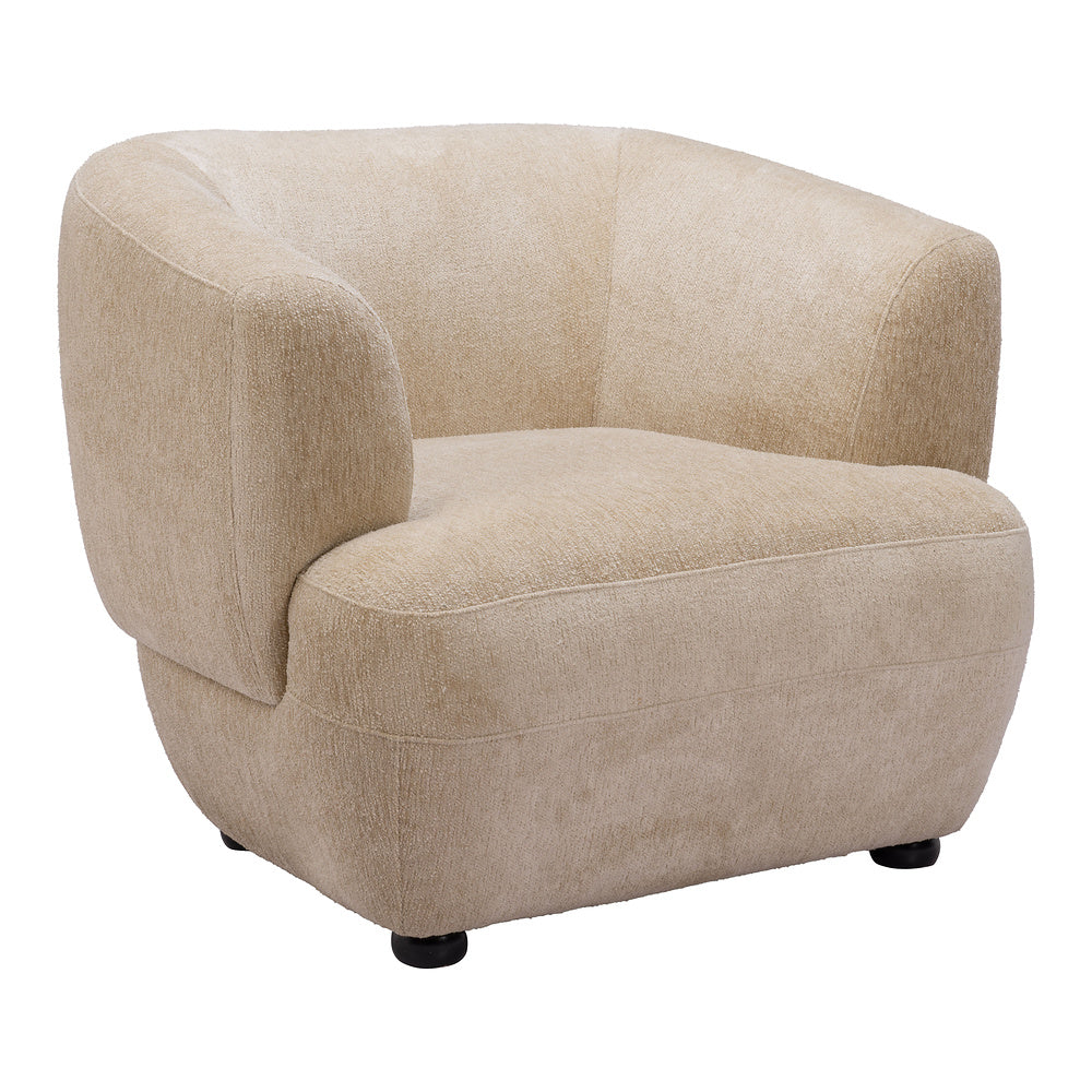 Sillón Ocasional para Lounge - ZUO BEKKER - Beige Dorado - Asiento y Respaldo Tapizados en Tejido Texturizado