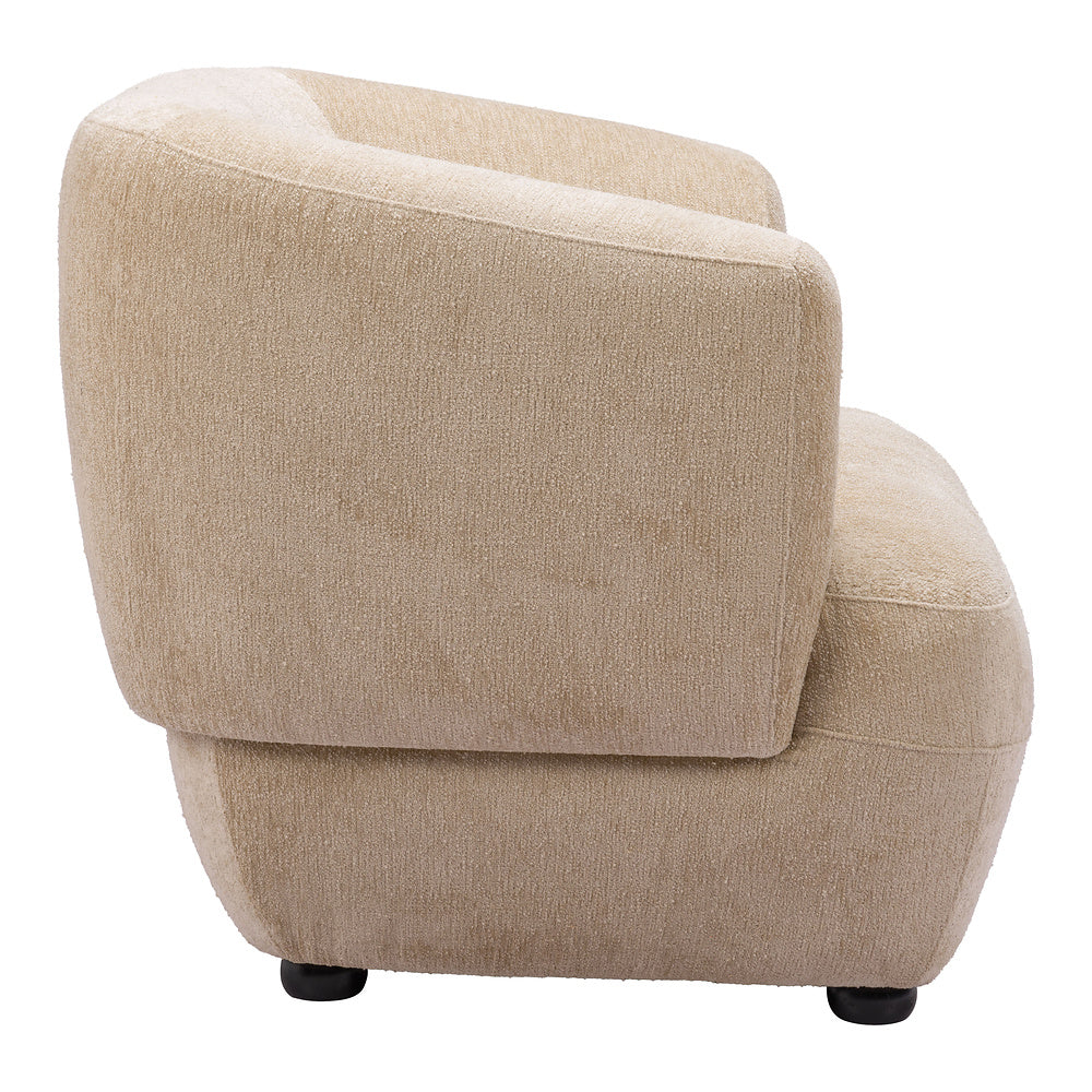 Sillón Ocasional para Lounge - ZUO BEKKER - Beige Dorado - Asiento y Respaldo Tapizados en Tejido Texturizado