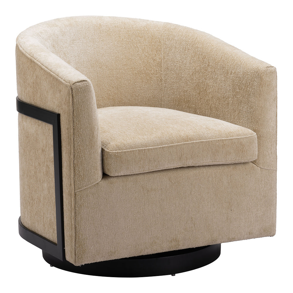 Silla Comercial para Comedor de Empresa - ZUO HANKO - Beige Dorado - Asiento y Respaldo Tapizados en Tejido Texturizado