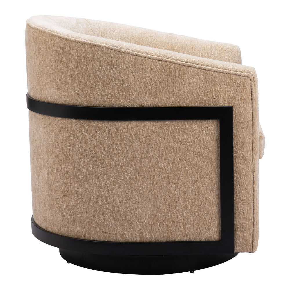 Silla Comercial para Comedor de Empresa - ZUO HANKO - Beige Dorado - Asiento y Respaldo Tapizados en Tejido Texturizado