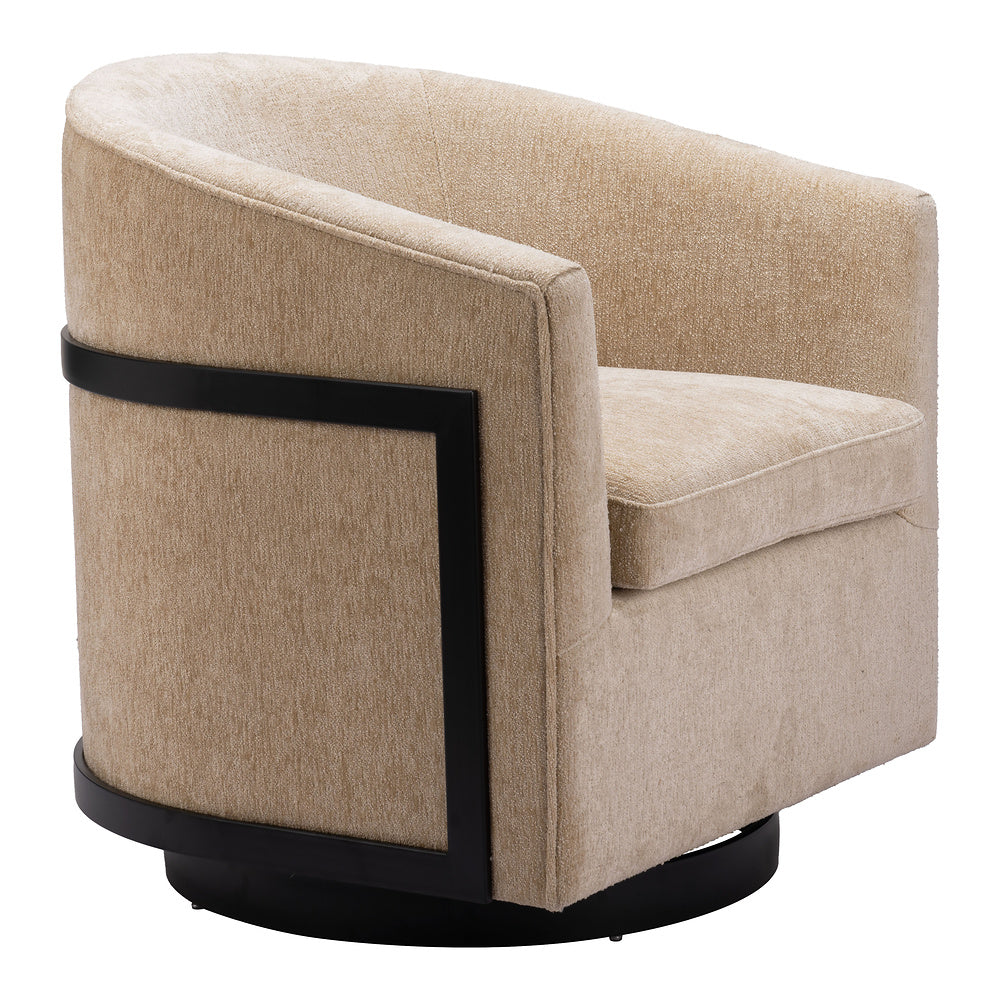 Silla Comercial para Comedor de Empresa - ZUO HANKO - Beige Dorado - Asiento y Respaldo Tapizados en Tejido Texturizado