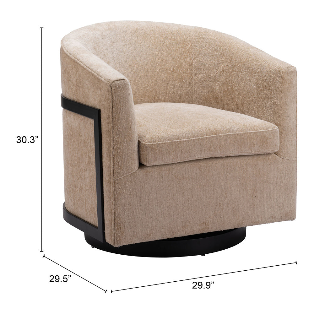 Silla Comercial para Comedor de Empresa - ZUO HANKO - Beige Dorado - Asiento y Respaldo Tapizados en Tejido Texturizado