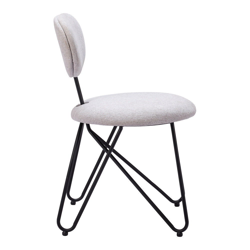 Silla Comercial para Restaurante - ZUO NOVI - Varios Colores - Asiento y Respaldo Tapizados - Gris Paloma