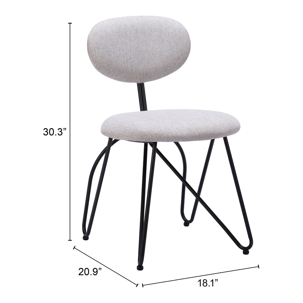 Silla Comercial para Restaurante - ZUO NOVI - Varios Colores - Asiento y Respaldo Tapizados - Gris Paloma