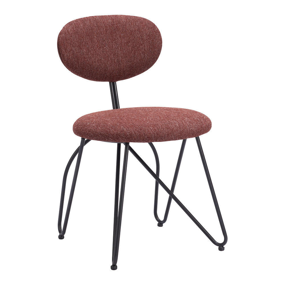 Silla Comercial para Restaurante - ZUO NOVI - Varios Colores - Asiento y Respaldo Tapizados - Café Guinda