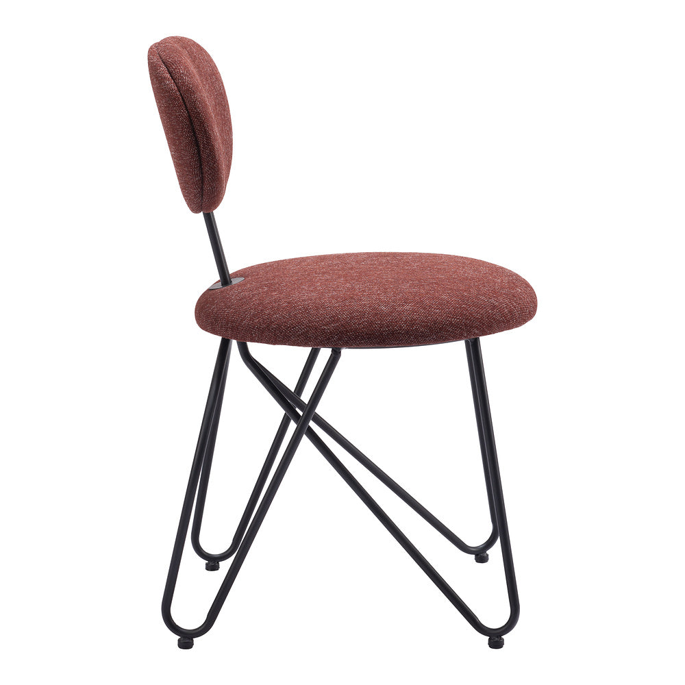 Silla Comercial para Restaurante - ZUO NOVI - Varios Colores - Asiento y Respaldo Tapizados - Café Guinda