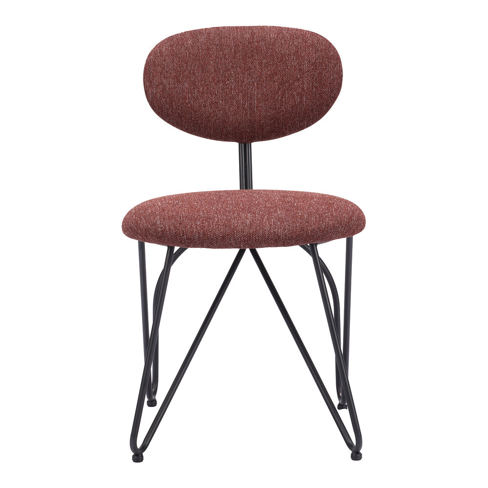 Silla Comercial para Restaurante - ZUO NOVI - Varios Colores - Asiento y Respaldo Tapizados - Café Guinda