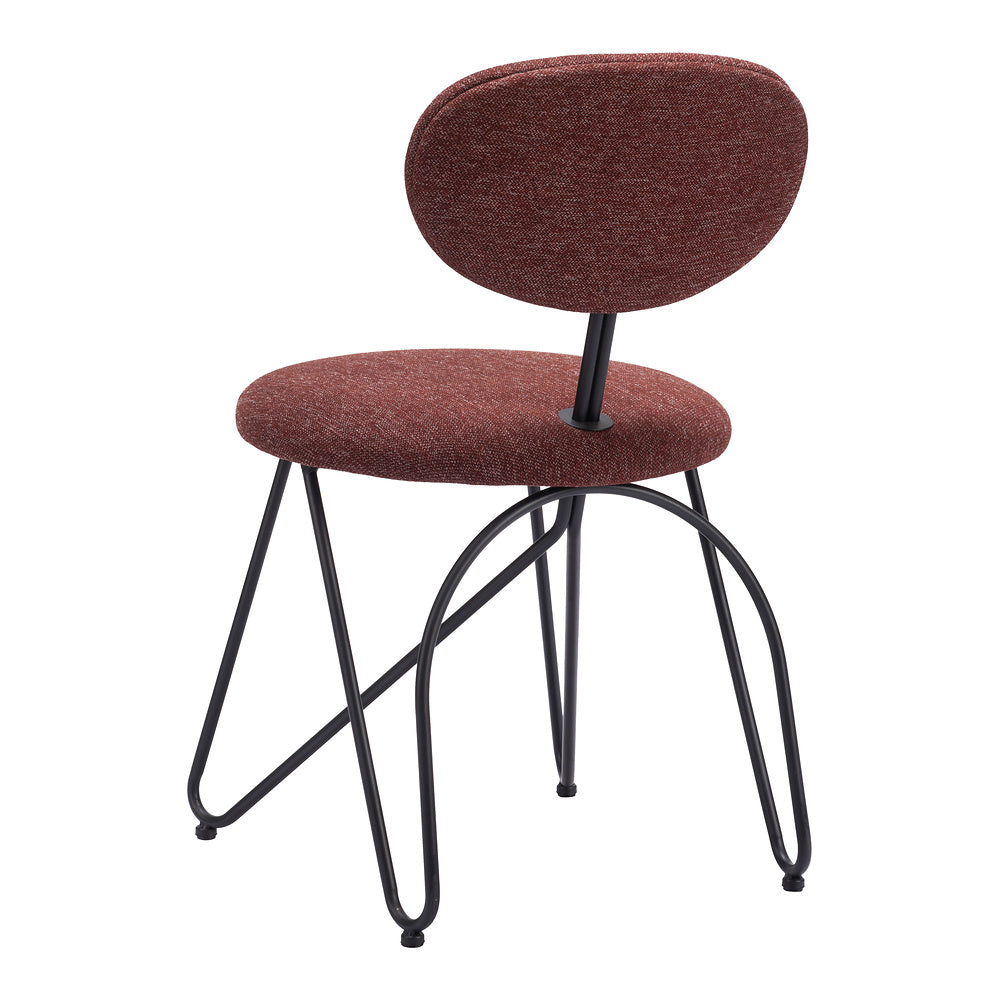 Silla Comercial para Restaurante - ZUO NOVI - Varios Colores - Asiento y Respaldo Tapizados - Café Guinda