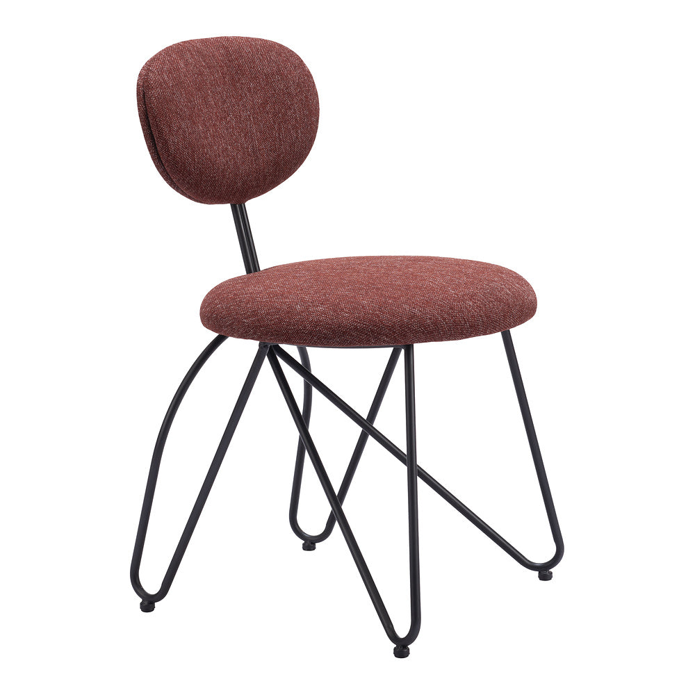 Silla Comercial para Restaurante - ZUO NOVI - Varios Colores - Asiento y Respaldo Tapizados - Café Guinda
