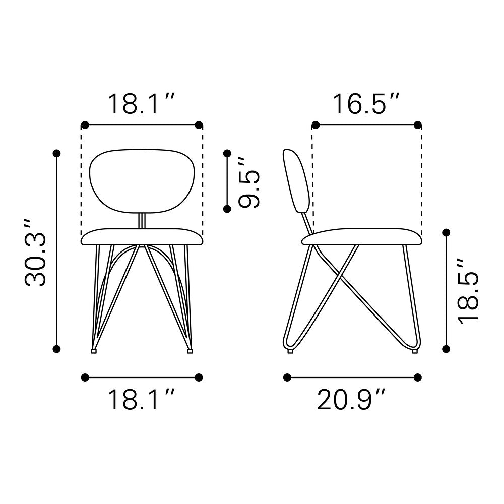 Silla Comercial para Restaurante - ZUO NOVI - Varios Colores - Asiento y Respaldo Tapizados - Café Guinda