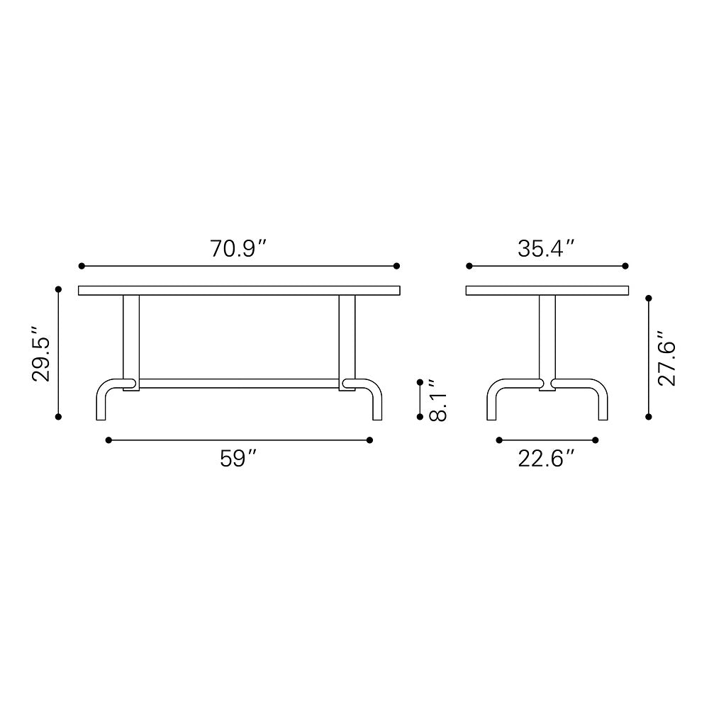 Mesa de Comedor para Salón de Eventos - ZUO NEUM - Negro - Cubierta de MDF Símil Madera y Estructura de Acero Pintado