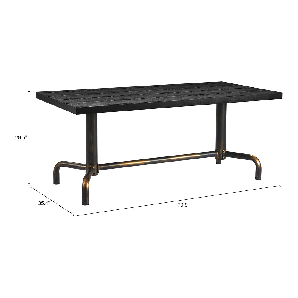 Mesa de Comedor para Salón de Eventos - ZUO NEUM - Negro - Cubierta de MDF Símil Madera y Estructura de Acero Pintado