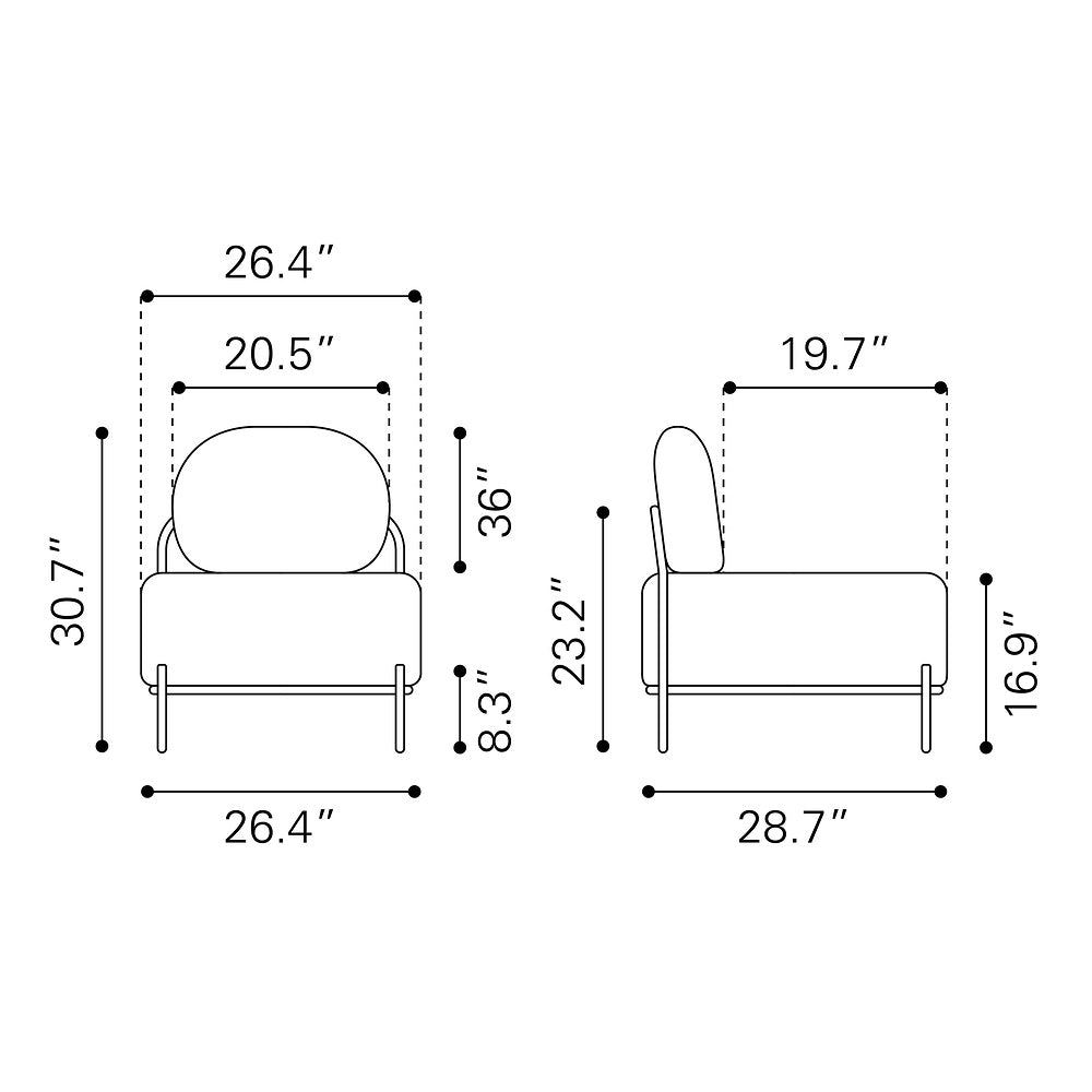 Sillón Ocasional para Boutique - ZUO ARENDAL - Vainilla - Asiento y Respaldo Tapizados en Tejido Texturizado