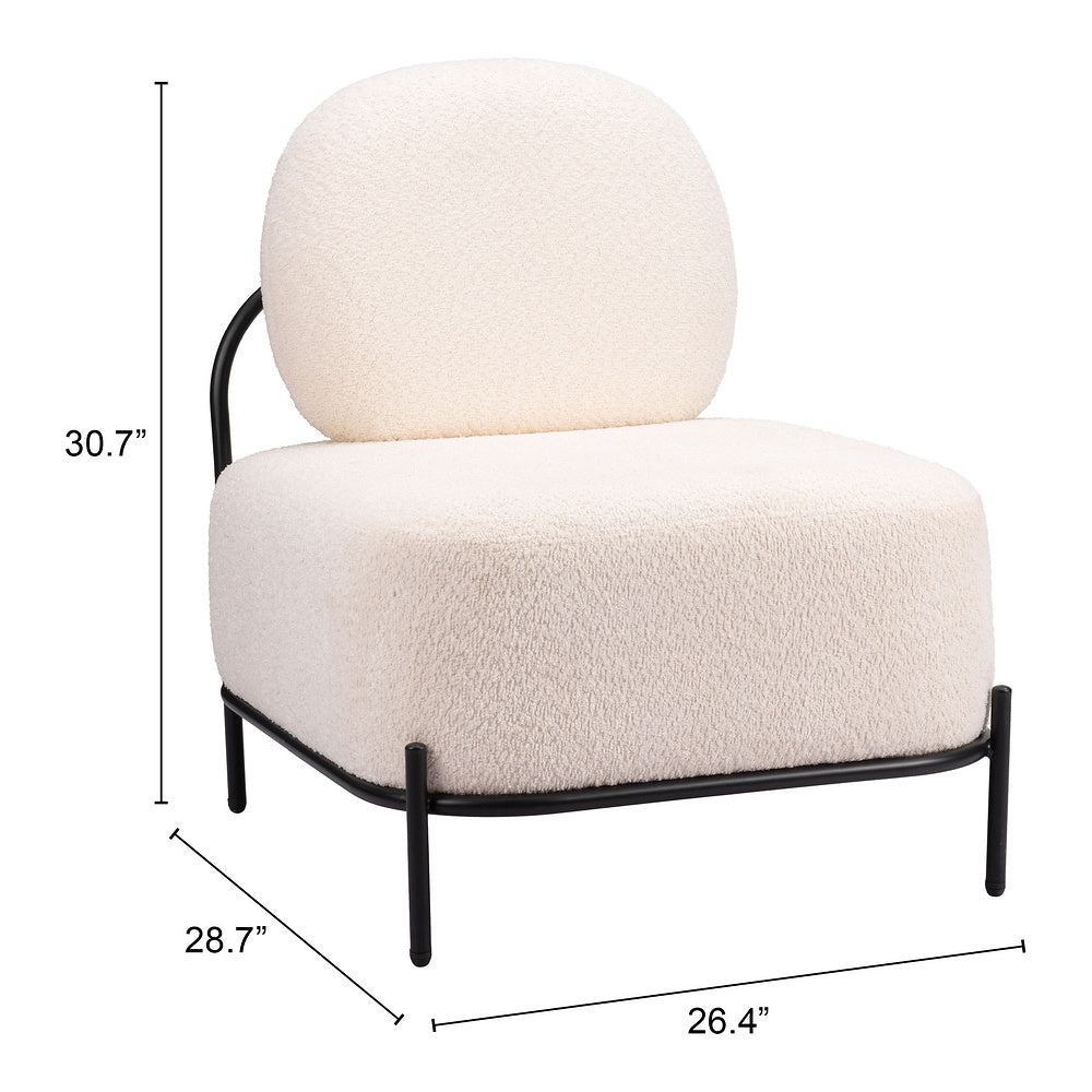 Sillón Ocasional para Boutique - ZUO ARENDAL - Vainilla - Asiento y Respaldo Tapizados en Tejido Texturizado