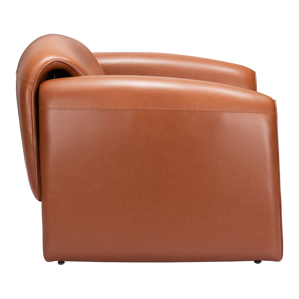Sillón Ocasional para Área de Descanso - ZUO HORTEN - Café - Asiento y Respaldo Tapizados en Piel Sintética