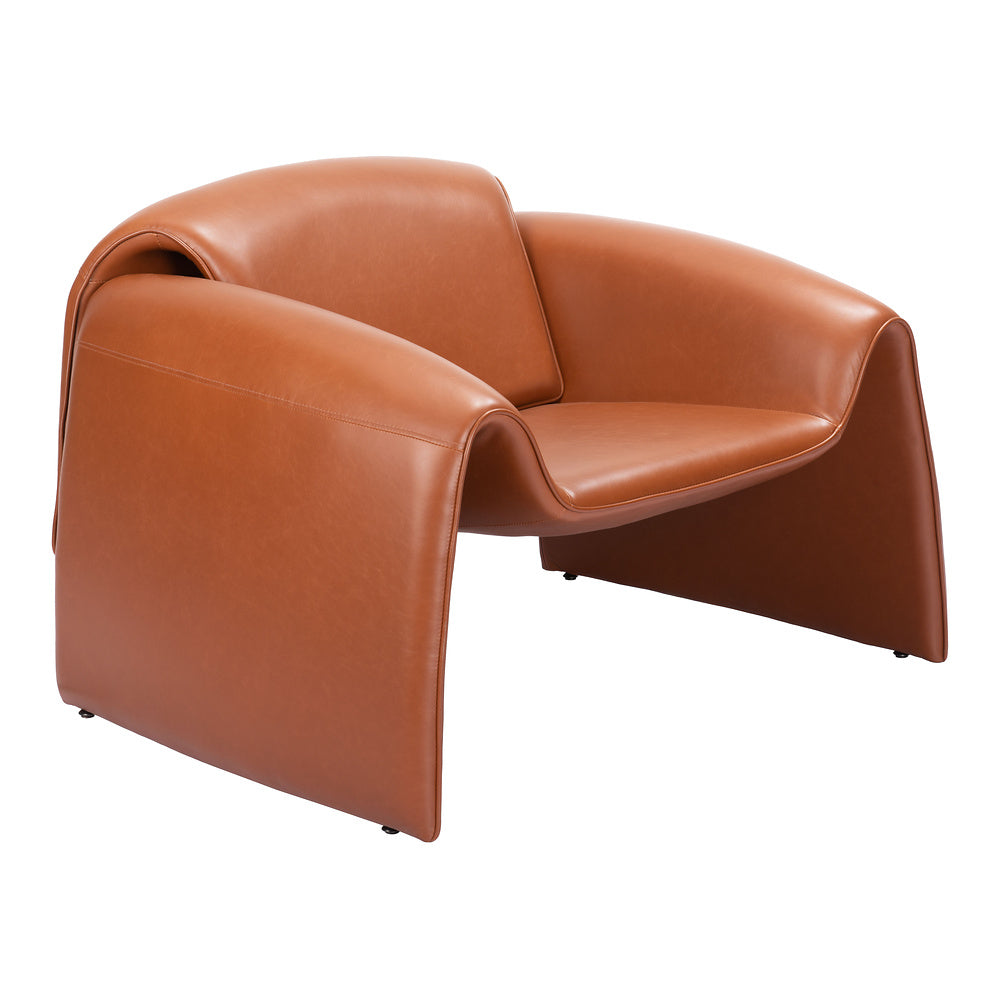 Sillón Ocasional para Área de Descanso - ZUO HORTEN - Café - Asiento y Respaldo Tapizados en Piel Sintética