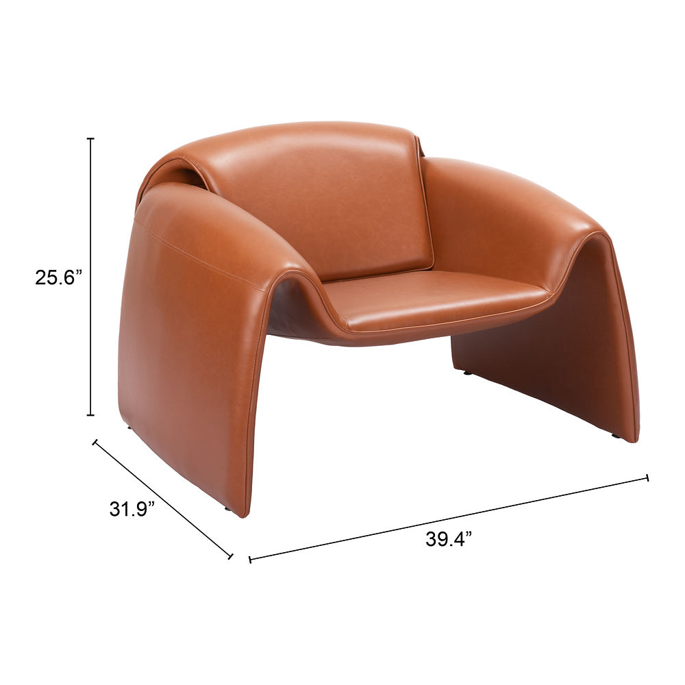 Sillón Ocasional para Área de Descanso - ZUO HORTEN - Café - Asiento y Respaldo Tapizados en Piel Sintética