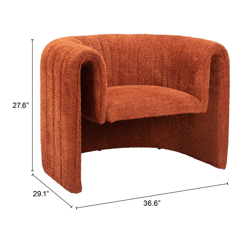 Sillón Ocasional para Sala de Espera - ZUO VIANA - Varios Colores - Asiento y Respaldo Tapizados - Naranja Quemado