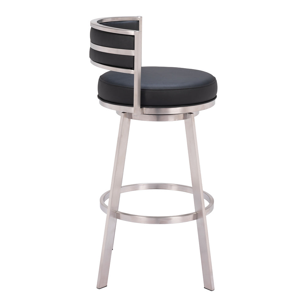 Banco Alto para Comedor de Empresa - ZUO GIMSBY - Negro - Asiento y Respaldo Tapizados en Piel Sintética