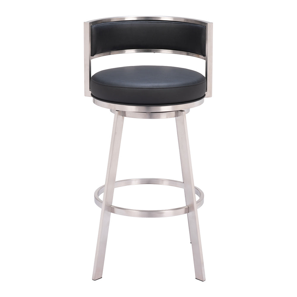 Banco Alto para Comedor de Empresa - ZUO GIMSBY - Negro - Asiento y Respaldo Tapizados en Piel Sintética