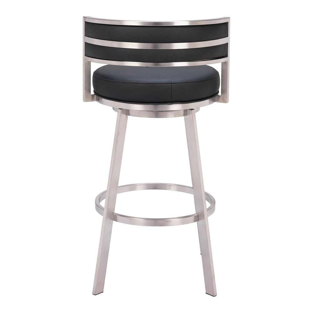 Banco Alto para Comedor de Empresa - ZUO GIMSBY - Negro - Asiento y Respaldo Tapizados en Piel Sintética