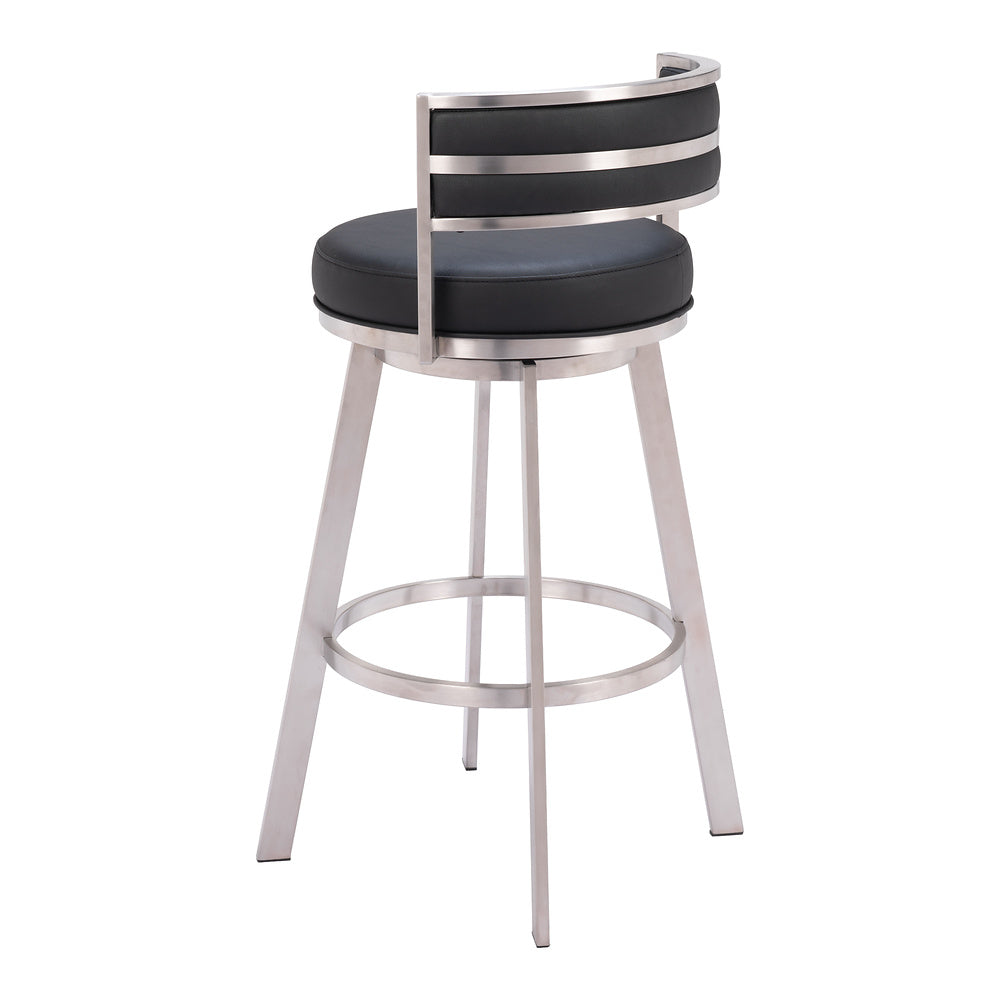 Banco Alto para Comedor de Empresa - ZUO GIMSBY - Negro - Asiento y Respaldo Tapizados en Piel Sintética